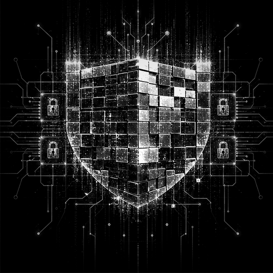 Abstract firewall shield illustration